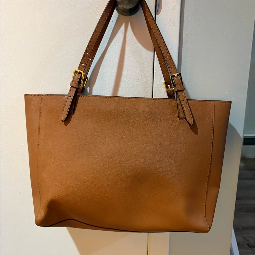 EUC Tory Burch Brown Leather Tote Sophisticated Everyday Style - Picture 6 of 10